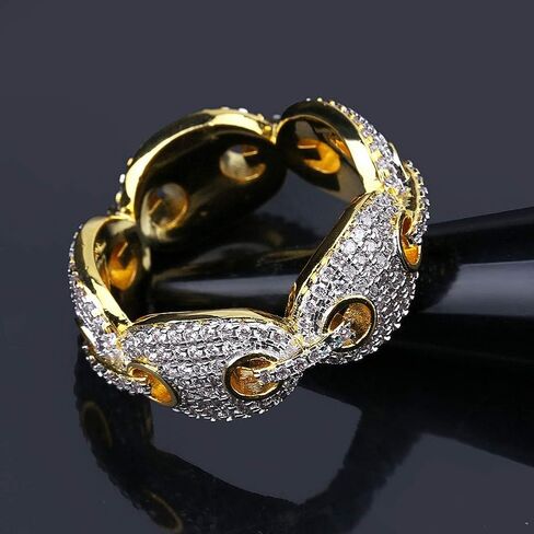 Iced Out Personalized Fashion Ring 18K Gold Plated Bling CZ Simulated Diamond Hip Hop Ring for Men Women in Saudi Arabia