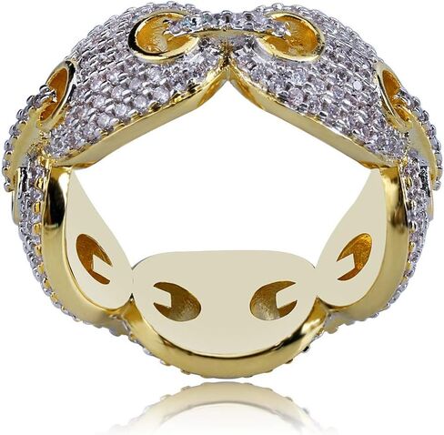 Iced Out Personalized Fashion Ring 18K Gold Plated Bling CZ Simulated Diamond Hip Hop Ring for Men Women in Saudi Arabia