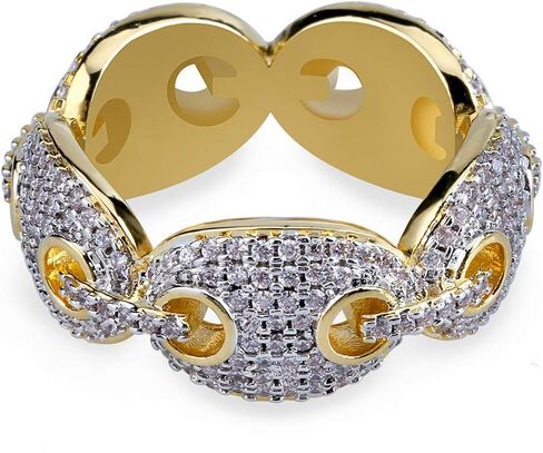 Iced Out Personalized Fashion Ring 18K Gold Plated Bling CZ Simulated Diamond Hip Hop Ring for Men Women in Saudi Arabia