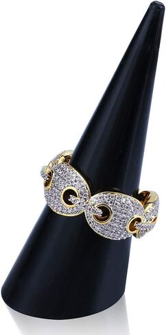 Iced Out Personalized Fashion Ring 18K Gold Plated Bling CZ Simulated Diamond Hip Hop Ring for Men Women in Saudi Arabia