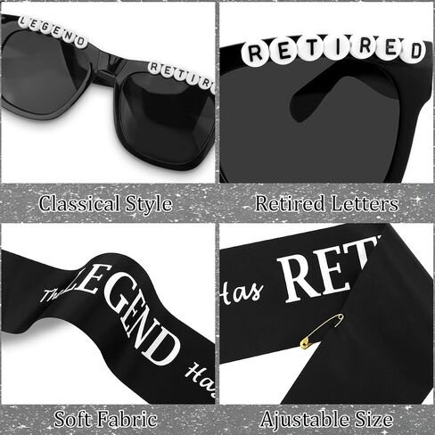 The Legend Has Retired Sash and Sunglasses for Men Happy Retirement Party Decorations Retirement Gifts for Men Party Favors Supplies in Saudi Arabia