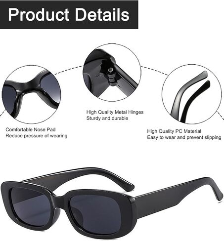 Retro Rectangle Sunglasses Trendy Y2K Glasses for Women Men 90’s Vintage Square Frame Party Sunglasses UV400 Protection in Saudi Arabia