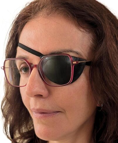 Handmade Slim Black Real Leather Eye Patch Elastic Straps. Suitable for Permanent Use and under glasses. Medical Stage. in Kuwait