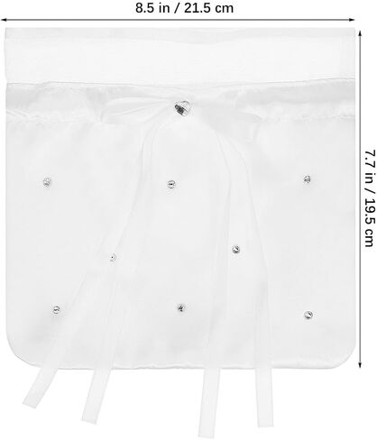 Didiseaon White Satin Bridal Wedding Money Bag, Fine Fabric Drawstring Purse for Wedding Reception and Bride Money Dance, Bridesmaid Pouch for Cards 8.5x7.7in in Kuwait