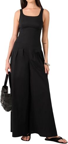 WEWOREWHAT Women's Pleated Scoop Neck Jumpsuit in Saudi Arabia