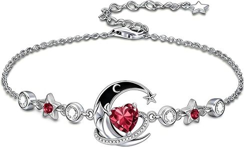 Moon and Star Bracelet 925 Sterling Silver Birthstone Bracelets with 12 Moth Birthday Jewelry Gifts for Women in Kuwait
