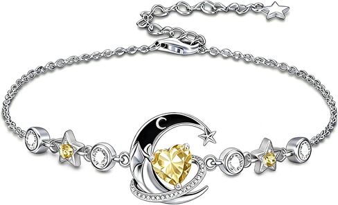 Moon and Star Bracelet 925 Sterling Silver Birthstone Bracelets with 12 Moth Birthday Jewelry Gifts for Women in Kuwait