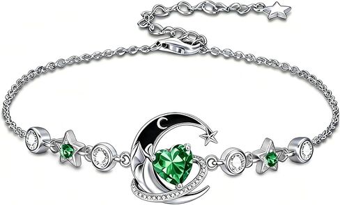 Moon and Star Bracelet 925 Sterling Silver Birthstone Bracelets with 12 Moth Birthday Jewelry Gifts for Women in Kuwait
