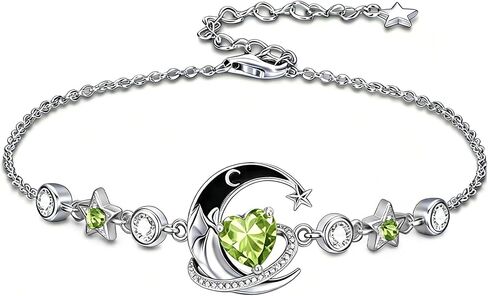 Moon and Star Bracelet 925 Sterling Silver Birthstone Bracelets with 12 Moth Birthday Jewelry Gifts for Women in Kuwait