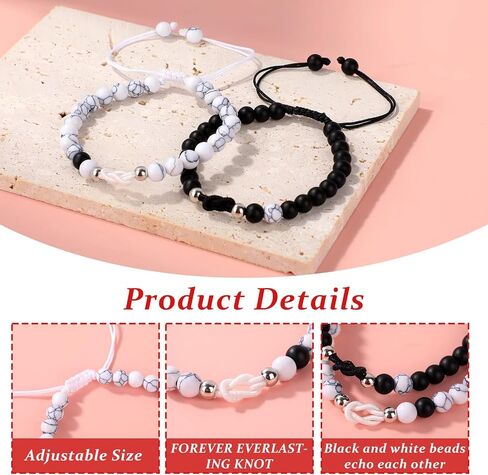 Mikovivi 2pcs Pinky Promise Knot Bracelet, Couples Bracelet Anniversary Valentines Jewelry Forever Matching Love Knot Relationship Gifts for Boyfriend in Kuwait