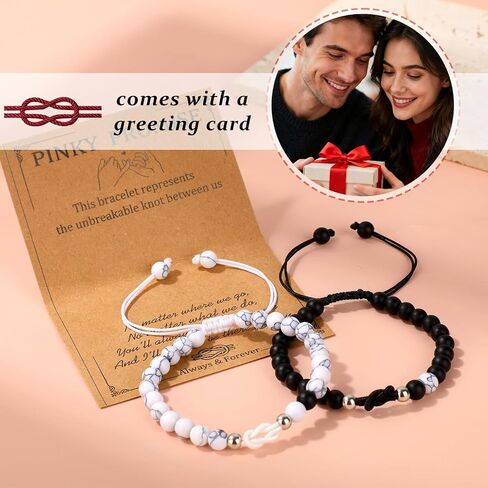 Mikovivi 2pcs Pinky Promise Knot Bracelet, Couples Bracelet Anniversary Valentines Jewelry Forever Matching Love Knot Relationship Gifts for Boyfriend in Kuwait