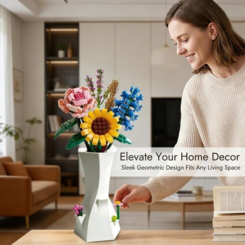 Vase for Lego Flowers, Display Stand Compatible for Lego Bricks and Lego Flower Bouquet Building Set - Perfect for Lego Roses Cherry Blossom Sunflower Tulips Daffodils Lotus, Ideal Gift for Lego Flowe in Saudi Arabia