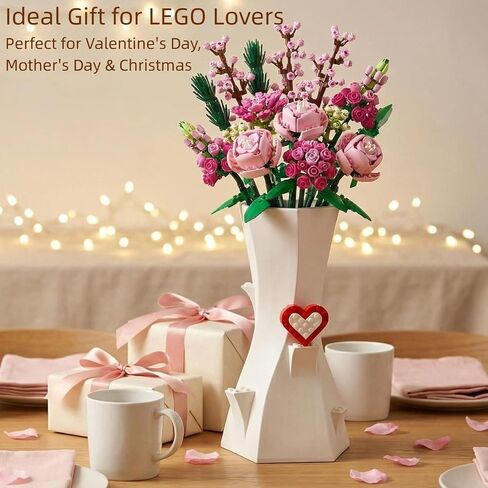 Vase for Lego Flowers, Display Stand Compatible for Lego Bricks and Lego Flower Bouquet Building Set - Perfect for Lego Roses Cherry Blossom Sunflower Tulips Daffodils Lotus, Ideal Gift for Lego Flowe in Saudi Arabia