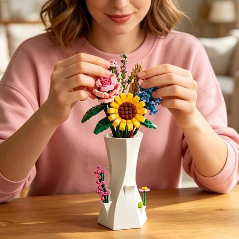 Vase for Lego Flowers, Display Stand Compatible for Lego Bricks and Lego Flower Bouquet Building Set - Perfect for Lego Roses Cherry Blossom Sunflower Tulips Daffodils Lotus, Ideal Gift for Lego Flowe in Saudi Arabia