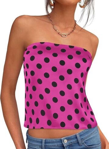 PRETTYGARDEN Strapless Tube Tops for Women 2026 Summer Sleeveless Backless Polka Dot Going Out Top Bandeau Cute Y2k Shirt in Kuwait