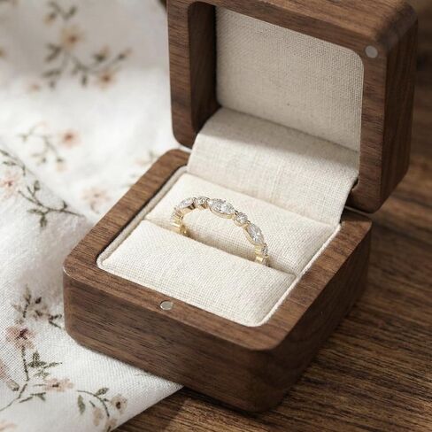 Marquise Round Diamond Eternity Band Gold Moissanite Wedding Ring Dainty Art Deco Promise Ring Stackable Bridal Set Minimalist Jewelry Gift in Kuwait