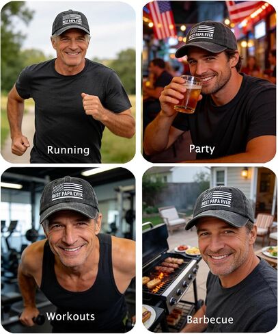 Papa Hat for Men, Papa Gifts, Fathers Day Birthday Gift for Dad Grandpa, Adjustable Cotton Lightweight Breathable Embroidered Baseball Cap Black in Saudi Arabia
