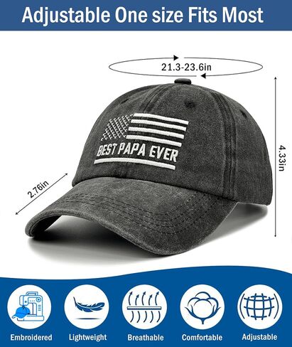 Papa Hat for Men, Papa Gifts, Fathers Day Birthday Gift for Dad Grandpa, Adjustable Cotton Lightweight Breathable Embroidered Baseball Cap Black in Saudi Arabia