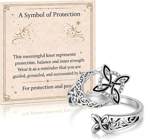 Witches Knot Ring with Card Adjustable Silver Thumb Ring Boho Statement Rings for Women Protection Jewelry Gift for Friend in Kuwait