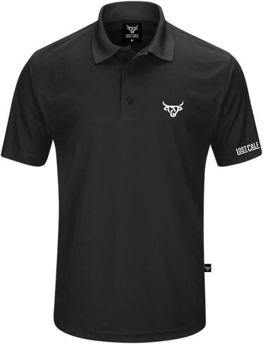 Lost Calf Mens Polo Short Sleeve Tee Shirt, Black in Kuwait