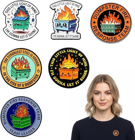6 Pcs Office Humor Motivational Gifts for Coworkers,Dumpster Fire Pin, Dumpster Fire Response Team Pin, Team Celebration Events and Corporate Rewards, Zinc Alloy Badge Accessories in Saudi Arabia