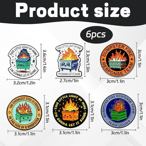 6 Pcs Office Humor Motivational Gifts for Coworkers,Dumpster Fire Pin, Dumpster Fire Response Team Pin, Team Celebration Events and Corporate Rewards, Zinc Alloy Badge Accessories in Saudi Arabia