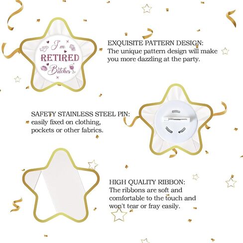 White I'm Retired Tinplate Badge Pin for Women, White Rosette Lady Happy Retirement Button Pin, I'm Retired Award Ribbon, Farewell/Retirement Party Decorations in Kuwait