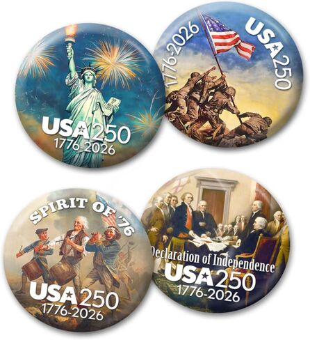 BUTTON DELI 4-Pack Buttons - United States of America Semiquincentennial - Vintage Designs 704 in Saudi Arabia