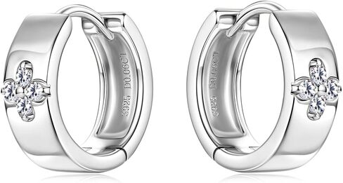 Clover Moissanite Hoop Earrings for Women, D Color VVS1 Clarity 925 Sterling Silver 18K Gold Plated Earrings for Birthday Wedding Holiday Jewelry Gifts in Kuwait