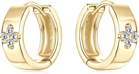 Clover Moissanite Hoop Earrings for Women, D Color VVS1 Clarity 925 Sterling Silver 18K Gold Plated Earrings for Birthday Wedding Holiday Jewelry Gifts in Kuwait