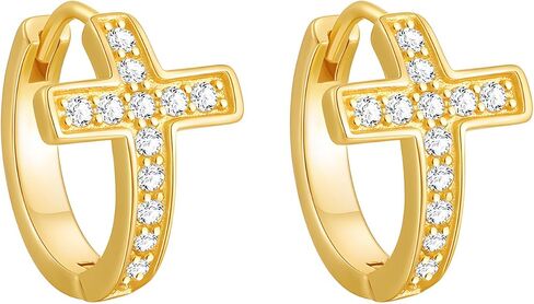 Cross Huggie Earrings for Women Trendy CZ Cross Hoop Earring in Saudi Arabia