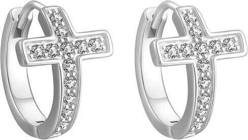Cross Huggie Earrings for Women Trendy CZ Cross Hoop Earring in Saudi Arabia