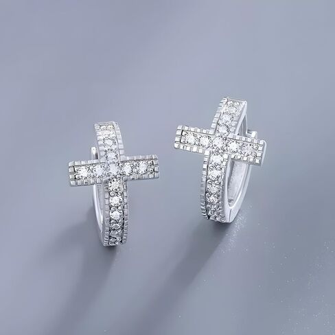 Cross Huggie Earrings for Women Trendy CZ Cross Hoop Earring in Saudi Arabia