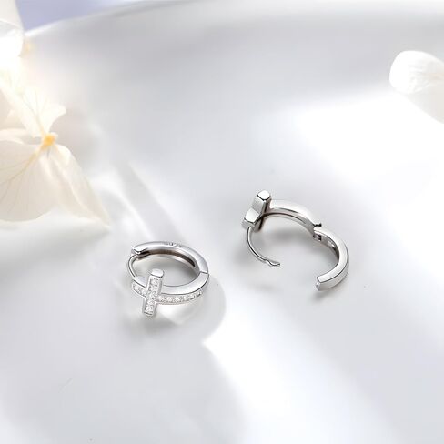 Cross Huggie Earrings for Women Trendy CZ Cross Hoop Earring in Saudi Arabia