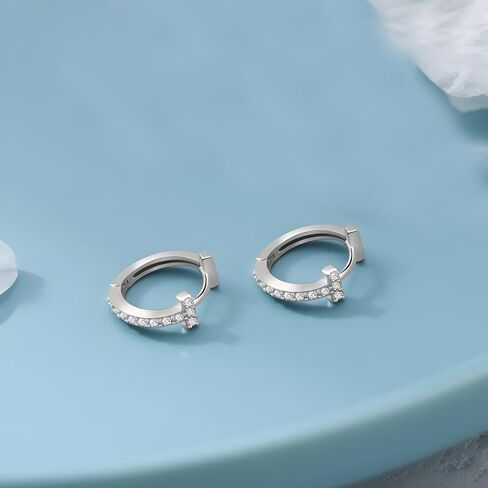 Cross Huggie Earrings for Women Trendy CZ Cross Hoop Earring in Saudi Arabia