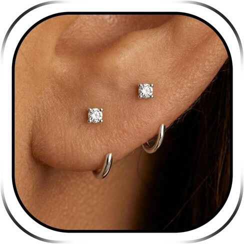 Backless Earrings for Women Titanium No Back Half Huggie Hoop Earrings Poke Free Cartilage Helix Piercing Jewelry in Kuwait