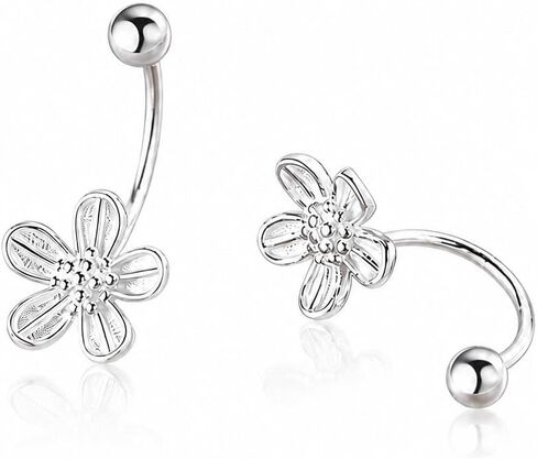 925 Sterling Silver Flower Earrings for Women Small Half Hoop Huggie Stud in Saudi Arabia