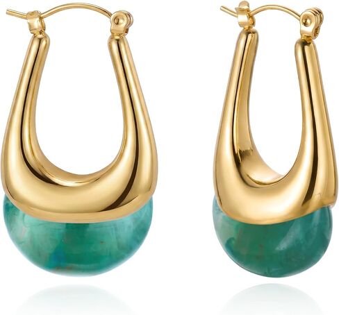 RINHOO Acrylic Hoop Earrings Chunky Huggie Statement Vintage Earrings Trendy Colorful Resin Jewelry Gifts for Women in Saudi Arabia
