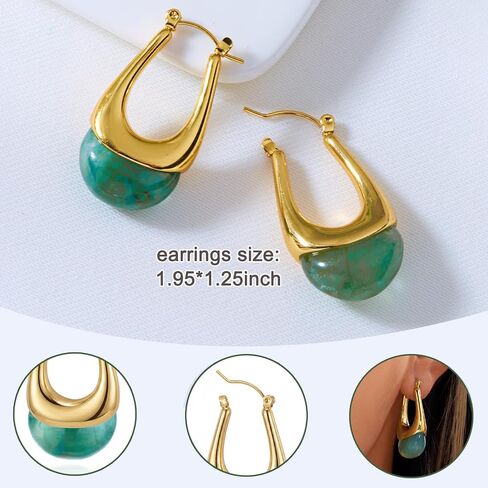 RINHOO Acrylic Hoop Earrings Chunky Huggie Statement Vintage Earrings Trendy Colorful Resin Jewelry Gifts for Women in Saudi Arabia
