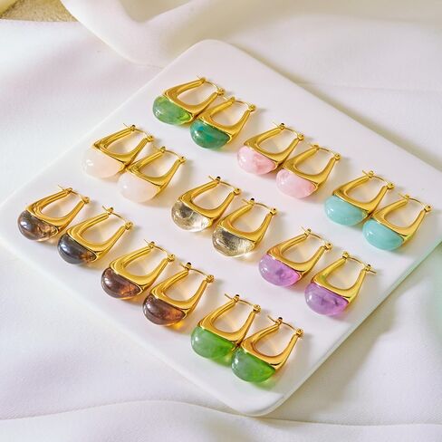 RINHOO Acrylic Hoop Earrings Chunky Huggie Statement Vintage Earrings Trendy Colorful Resin Jewelry Gifts for Women in Saudi Arabia