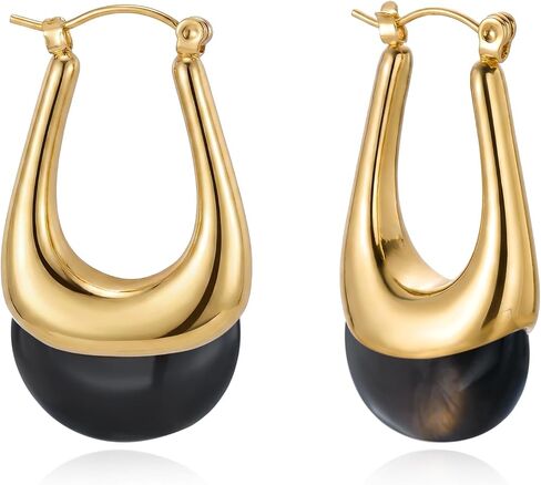 RINHOO Acrylic Hoop Earrings Chunky Huggie Statement Vintage Earrings Trendy Colorful Resin Jewelry Gifts for Women in Saudi Arabia