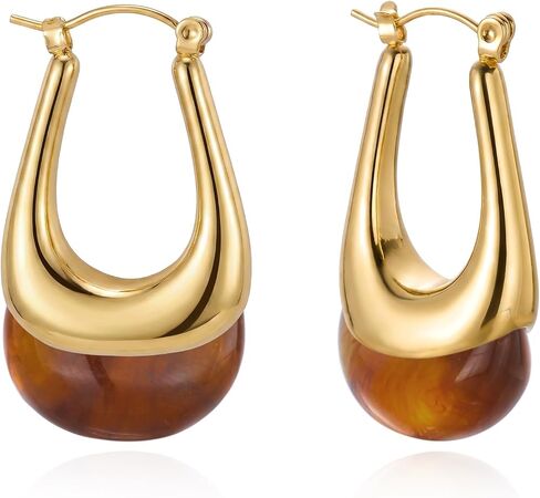 RINHOO Acrylic Hoop Earrings Chunky Huggie Statement Vintage Earrings Trendy Colorful Resin Jewelry Gifts for Women in Saudi Arabia