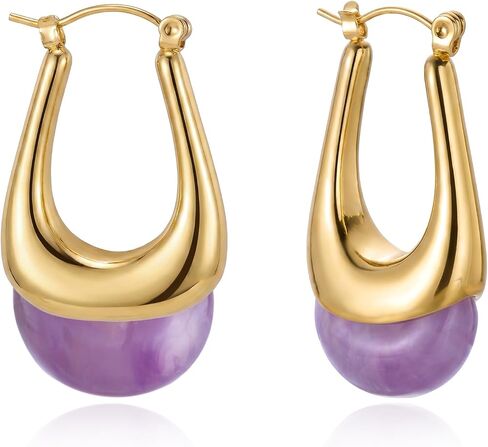 RINHOO Acrylic Hoop Earrings Chunky Huggie Statement Vintage Earrings Trendy Colorful Resin Jewelry Gifts for Women in Saudi Arabia