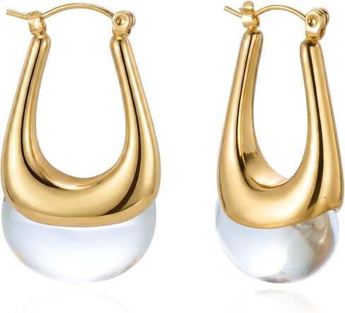 RINHOO Acrylic Hoop Earrings Chunky Huggie Statement Vintage Earrings Trendy Colorful Resin Jewelry Gifts for Women in Saudi Arabia