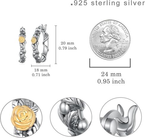 Rose Earrings 925 Sterling Silver Rose Flower Earrings Flower Jewelry Gifts for Women men in Kuwait