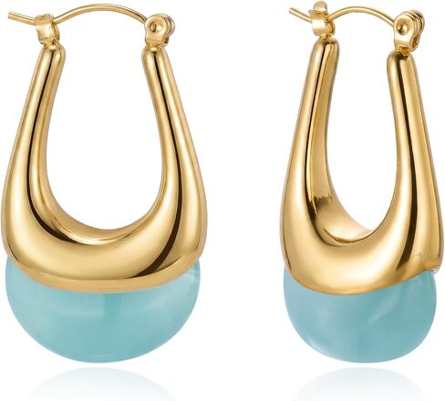 RINHOO Acrylic Hoop Earrings Chunky Huggie Statement Vintage Earrings Trendy Colorful Resin Jewelry Gifts for Women in Saudi Arabia