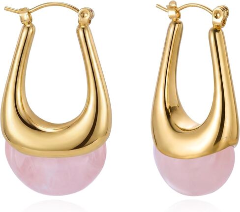 RINHOO Acrylic Hoop Earrings Chunky Huggie Statement Vintage Earrings Trendy Colorful Resin Jewelry Gifts for Women in Saudi Arabia