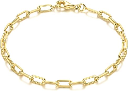 14K Gold Bracelets for Women & Men Dainty Gold Paperclip Chain Bracelet for Women Cute Stackable Bracelets Jewelry 6.5 in-9 in in Saudi Arabia