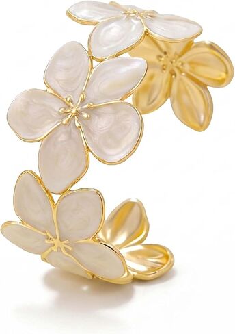 Gold Flower Cuff Bracelet for Women - Trendy Summer Jewelry, Open Flower Bracelet, Beach Fashion Accessory in Saudi Arabia