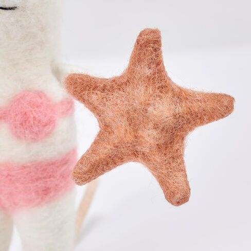 Primitives by Kathy Collectible Felt Critter Set, 4.5-inch, Starfish Mice, Set of Two Beach Themed Decorative mice in Bikinis with Starfish Details - Tiered Tray, Shelf, Tablescape Coastal Home Decor in Kuwait